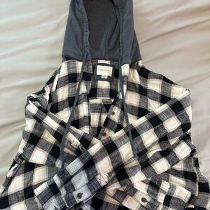 American Eagle Plaid Hoodie Shirt